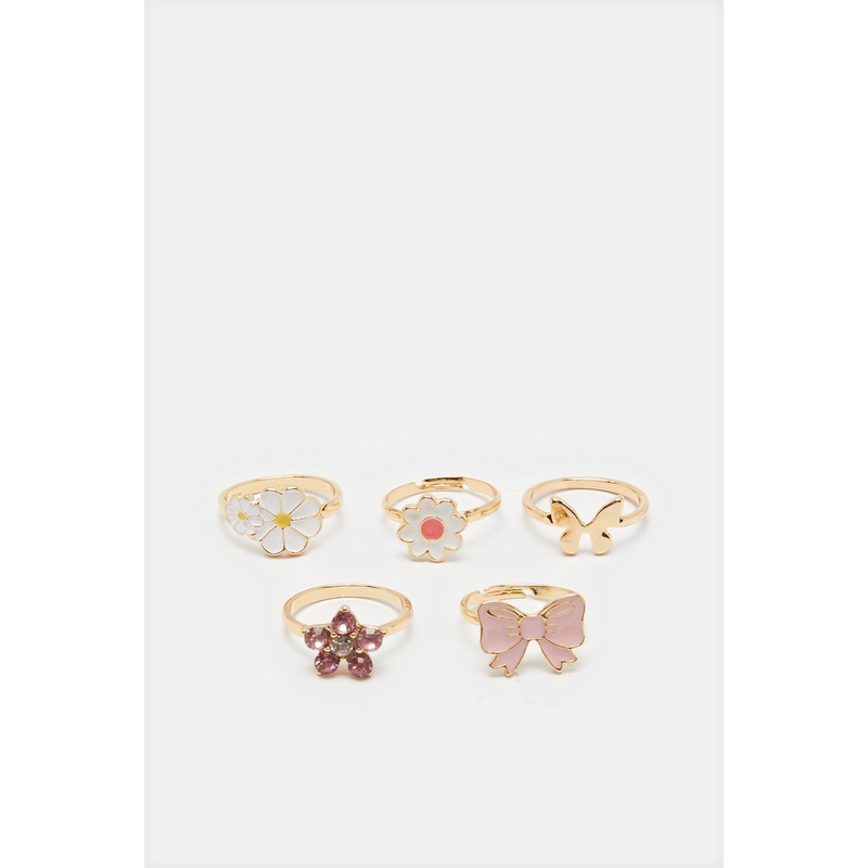 Girls Assorted Embellished Ring Set (5 Piece)