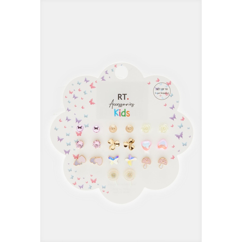 Girls Assorted Embellished Stud Set (10 Pairs)