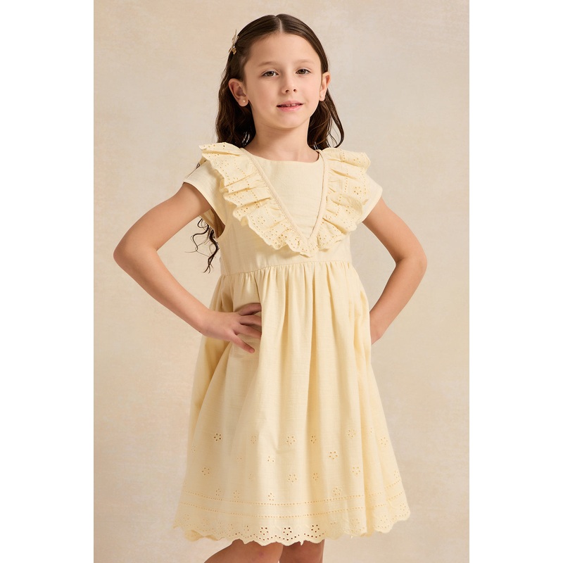 Girls Yellow Embellished Dress
