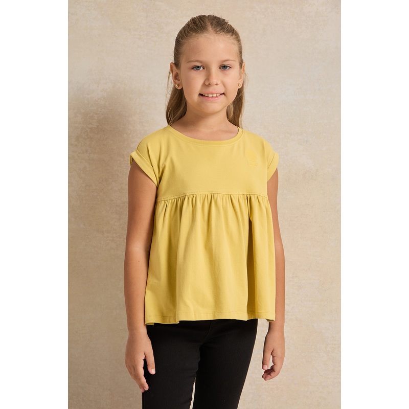 Girls Yellow Peplum T-Shirt|2-3 Years|3-4 Years|4-5 Years|5-6 Years|6-7 Years|7-8 Years