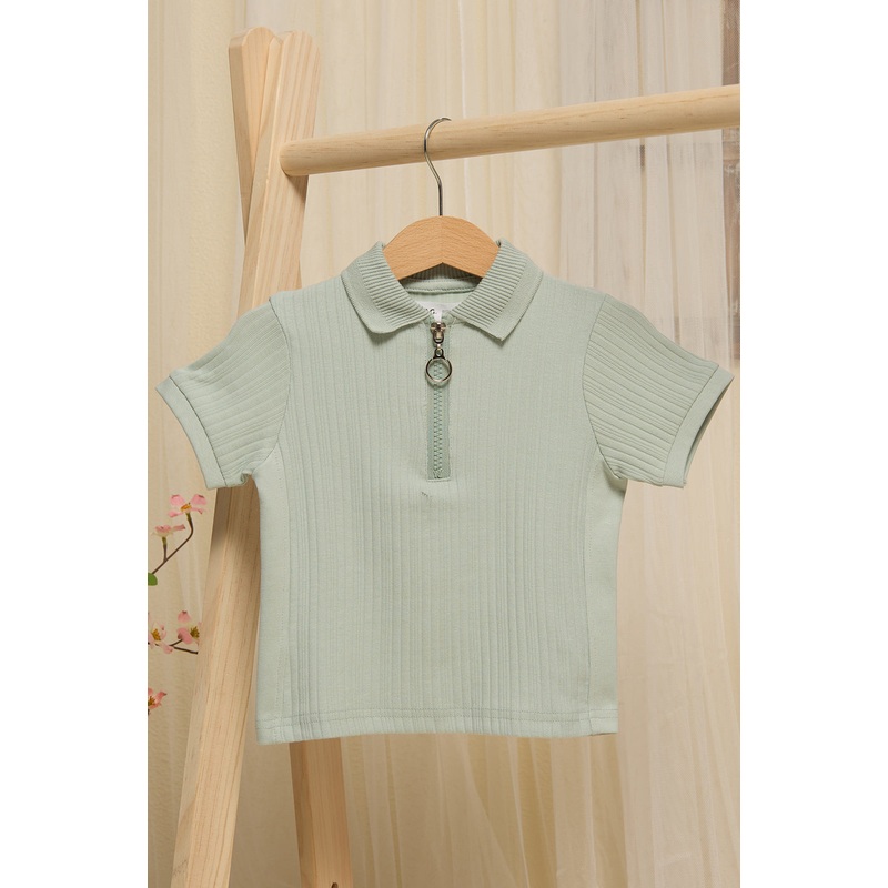 Infant Boys Blue Ribbed Polo Shirt