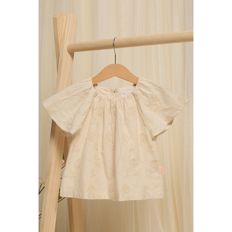 Infant Girls Ivory All Over Embroidered Flared Blouse