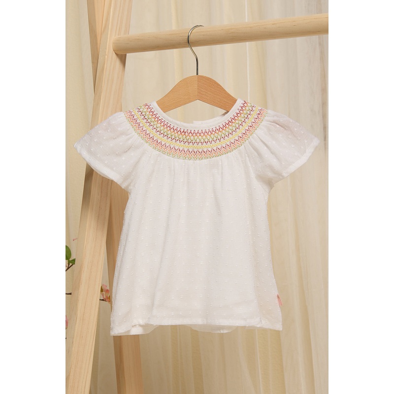 Infant Girls White Solid Dobby Blouse