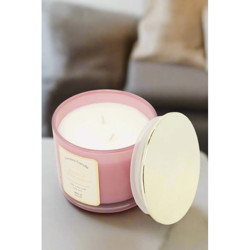Pink Juniper Fresh Wood Scented Candle With Lid