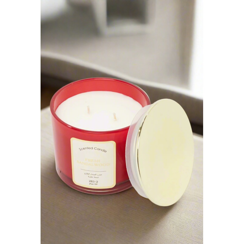 Red Fresh Sandalwood Scented Candle With Lid