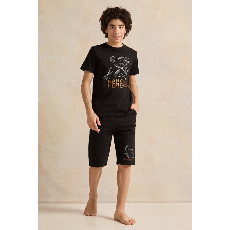 Senior Boys Black Panther Pyjama Set (2 Piece)