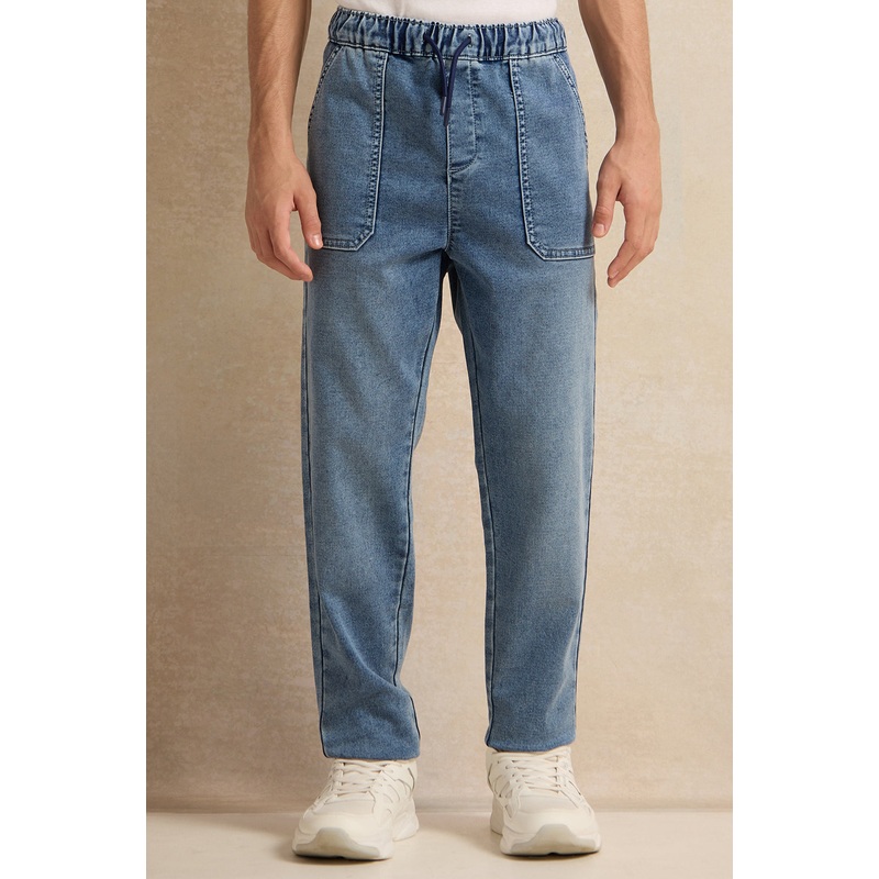 Senior Boys Blue Denim Baggy Jeans