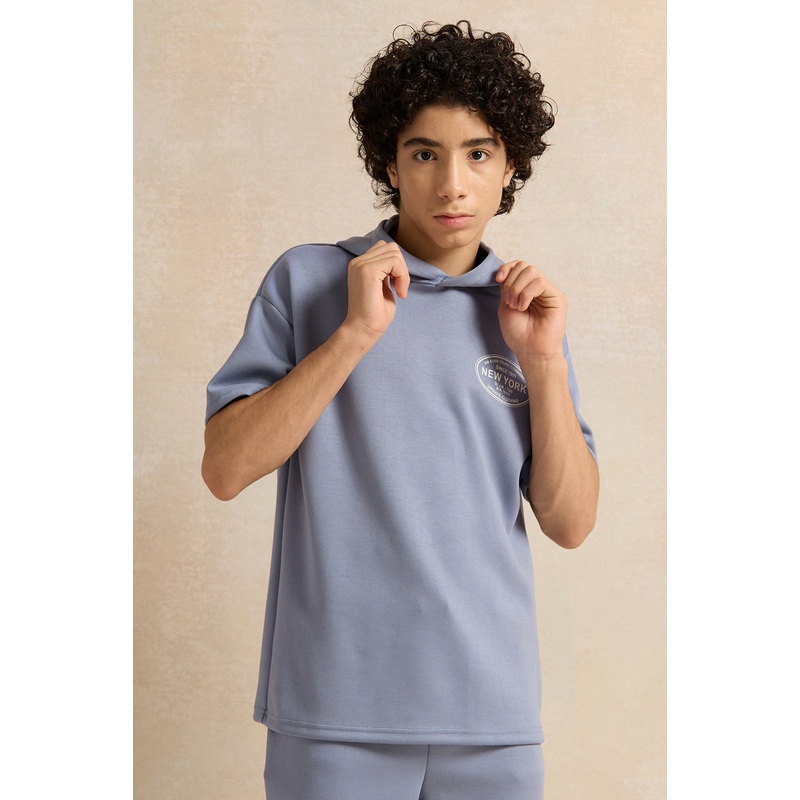 Senior Boys Blue Hooded T-shirt