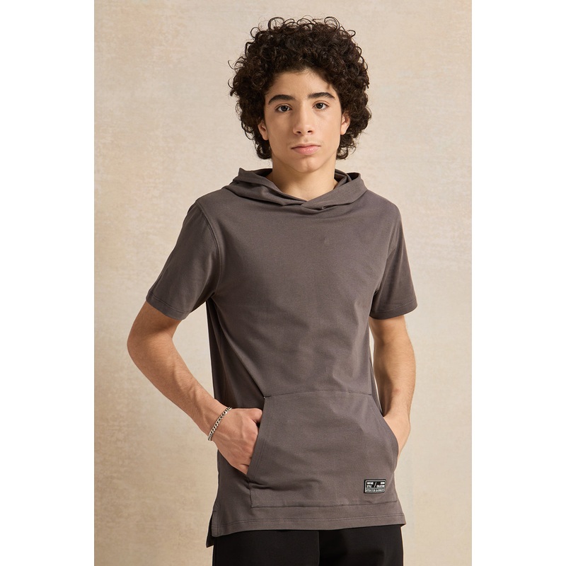 Senior Boys Grey Hooded T-Shirt