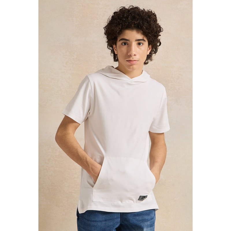 Senior Boys White Hooded T-Shirt
