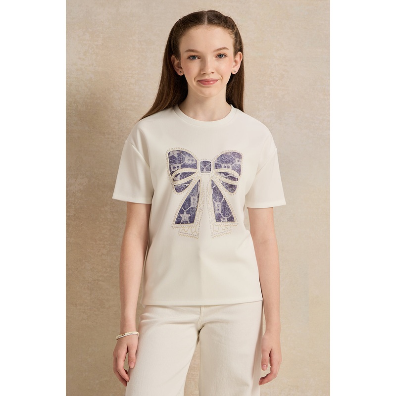 Senior Girls White Jacquard Top