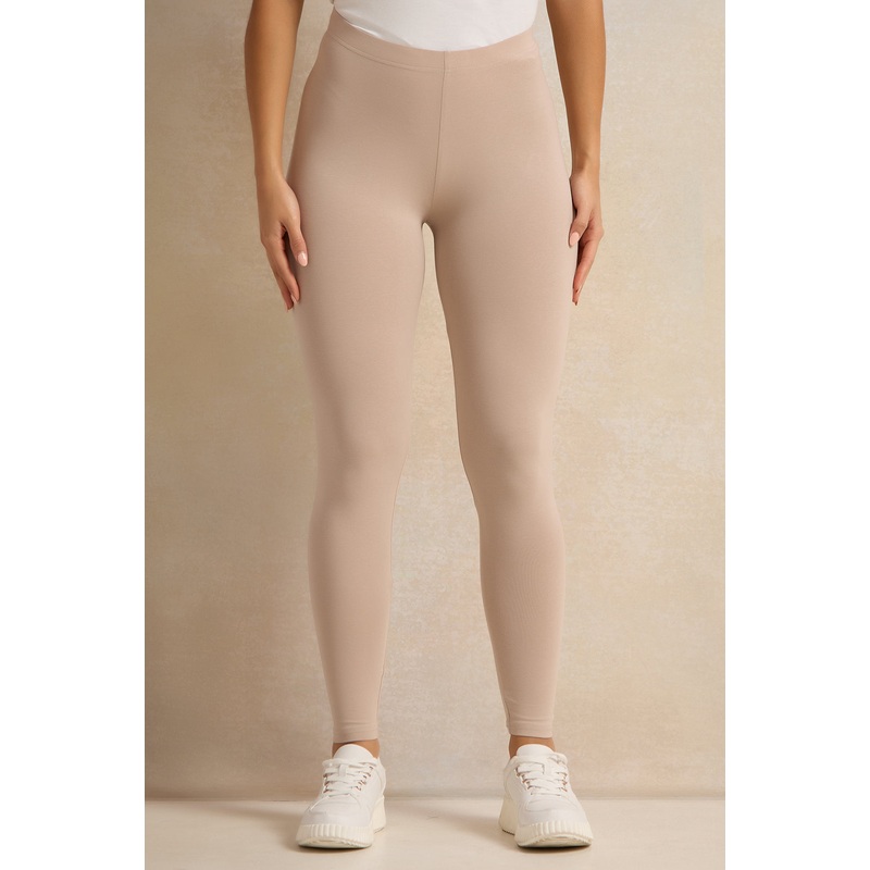 Women Beige Long Length Leggings
