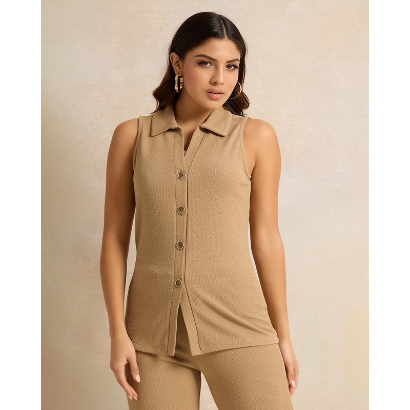 Women Beige Textured Vest Top|UK8|UK10|UK12|UK14|UK16|UK18