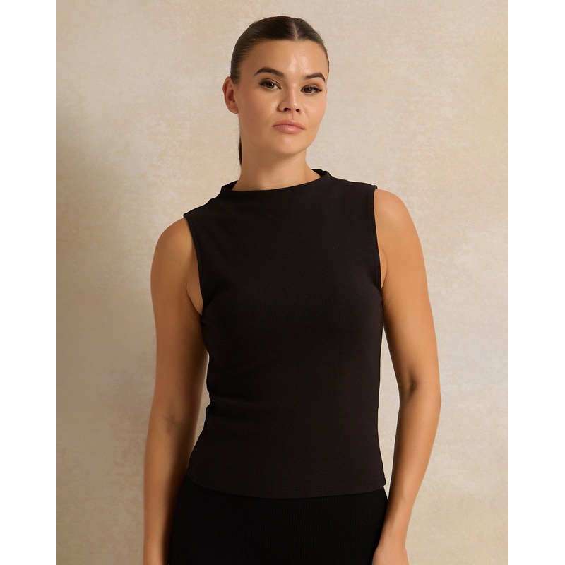 Women Black Ribbed Active T-Shirt