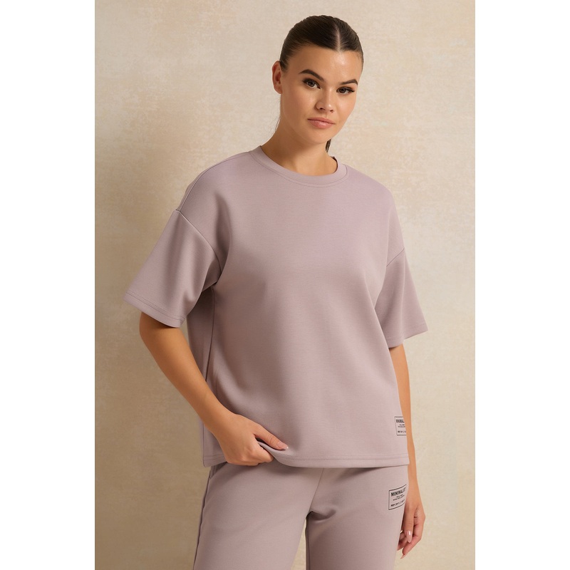Women Mauve Drop Shoulder Oversize T-Shirt