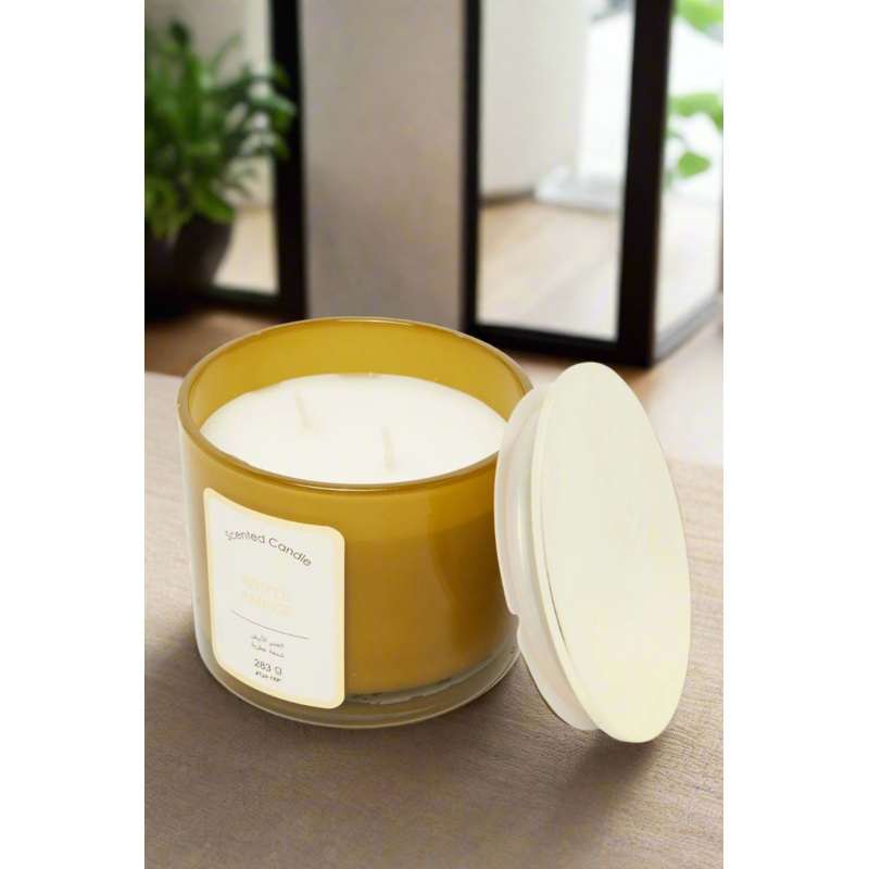 Yellow Amber Scented Candle With Lid