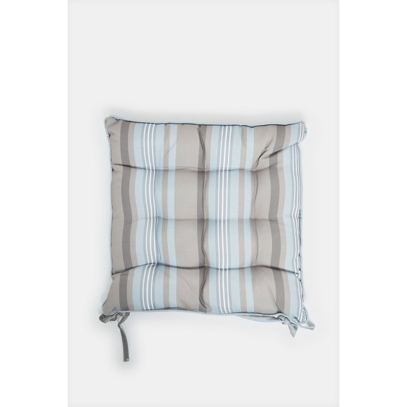 Beige Stripe Printed Chair Pad