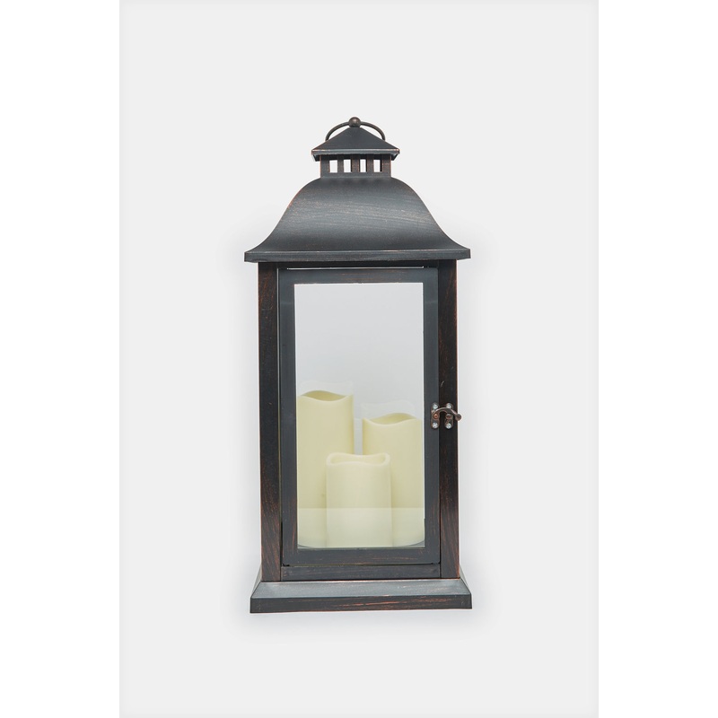 Black Lantern With Led Candle