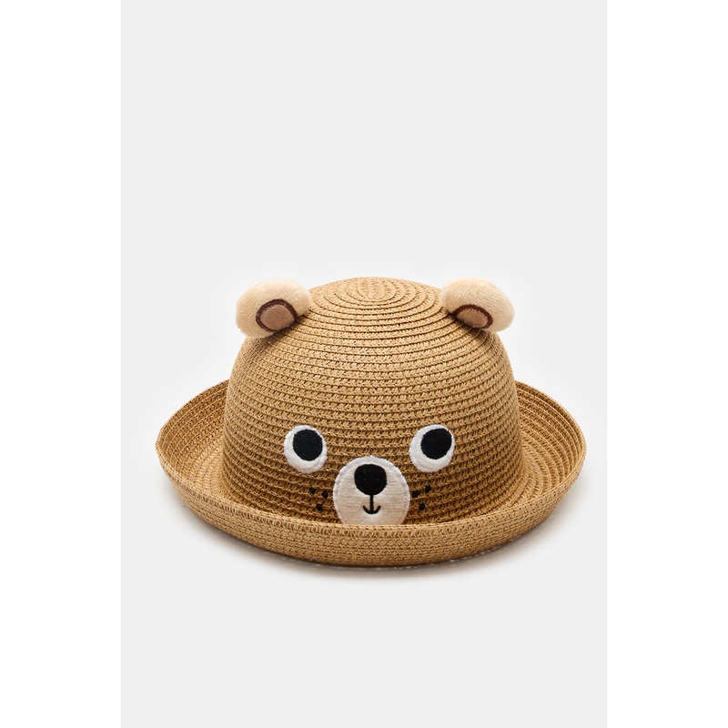 Boys Beige Character Fedora Hats With Band