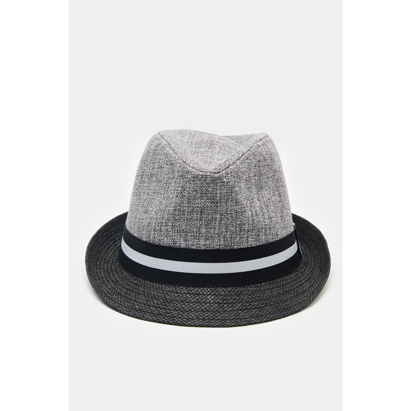 Boys Grey And Black Fedora Hats With Band