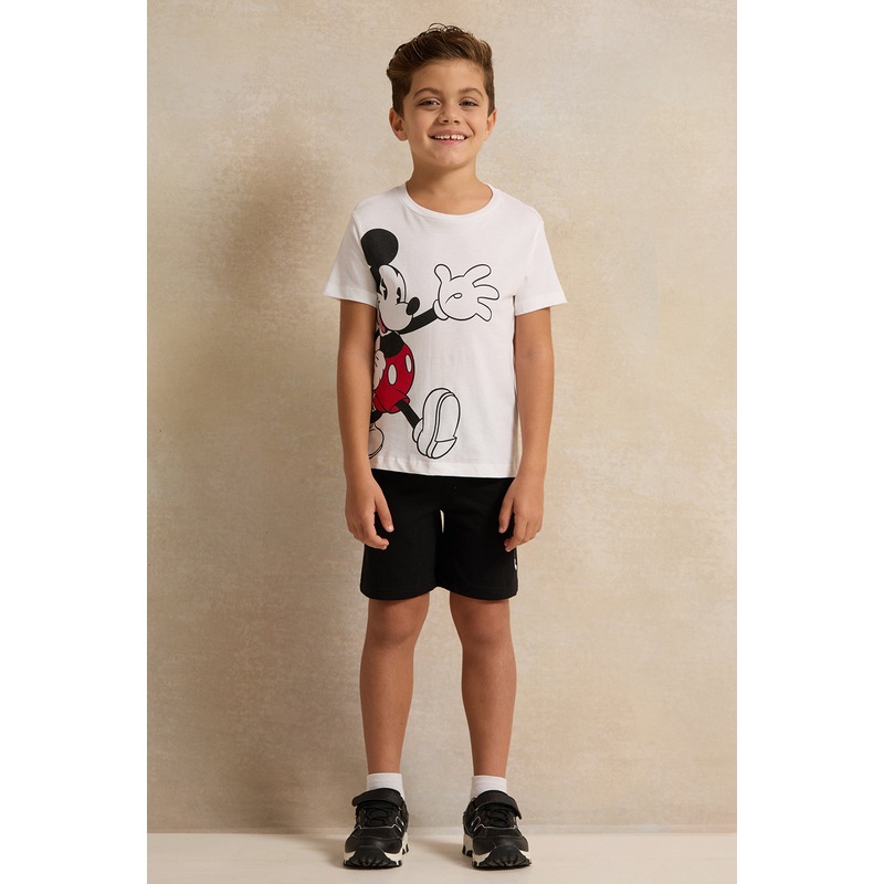 Boys White And Black Mickey Mouse Casual Set (2 Piece)