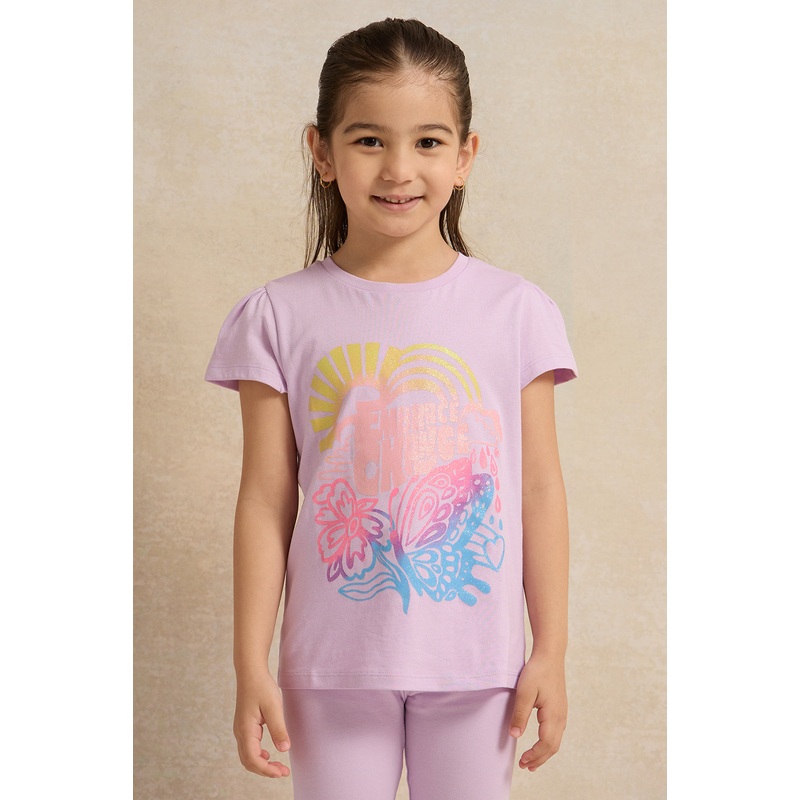Girls Lilac Printed T-Shirt|2-3 Years|3-4 Years|4-5 Years|5-6 Years|6-7 Years|7-8 Years