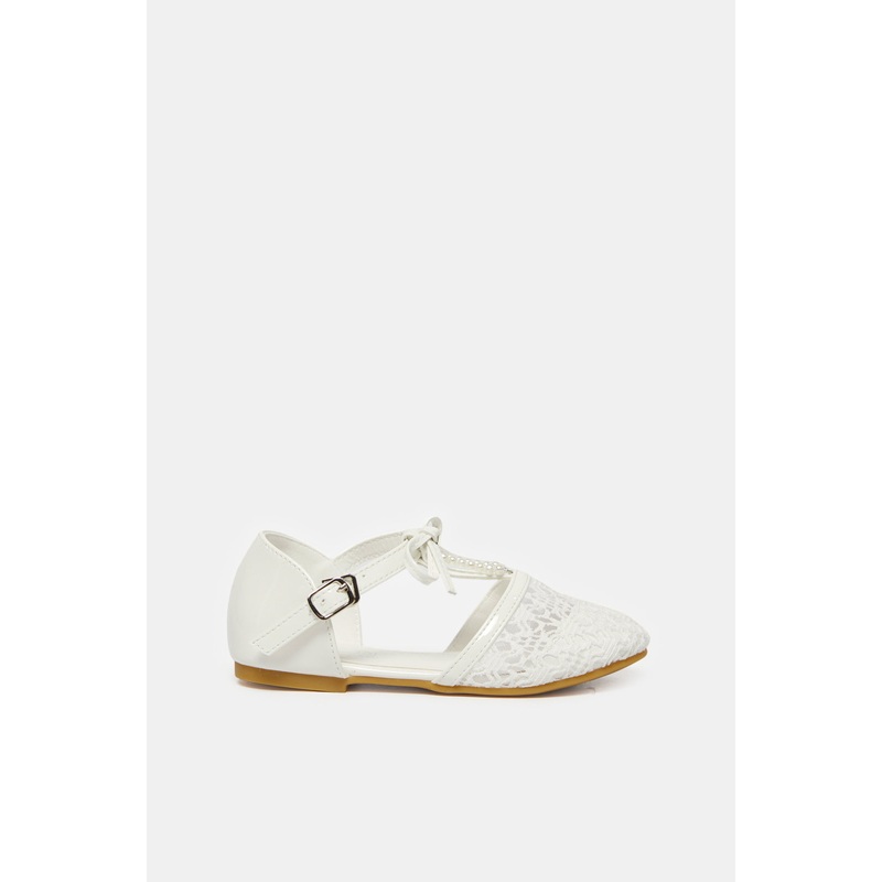 Girls White Embellished Ballerina
