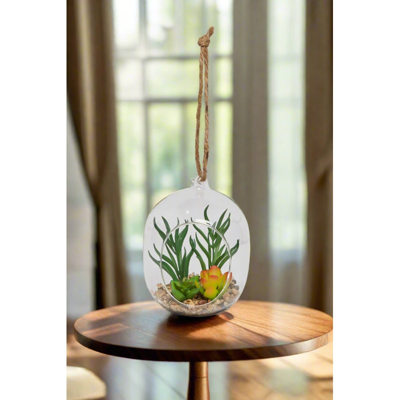 Green Artificial Succulent In Glass