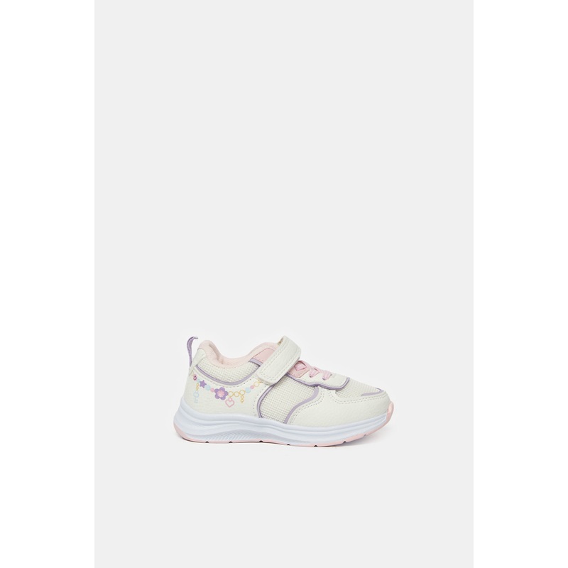 Infant Girls White Embroidered Trainers