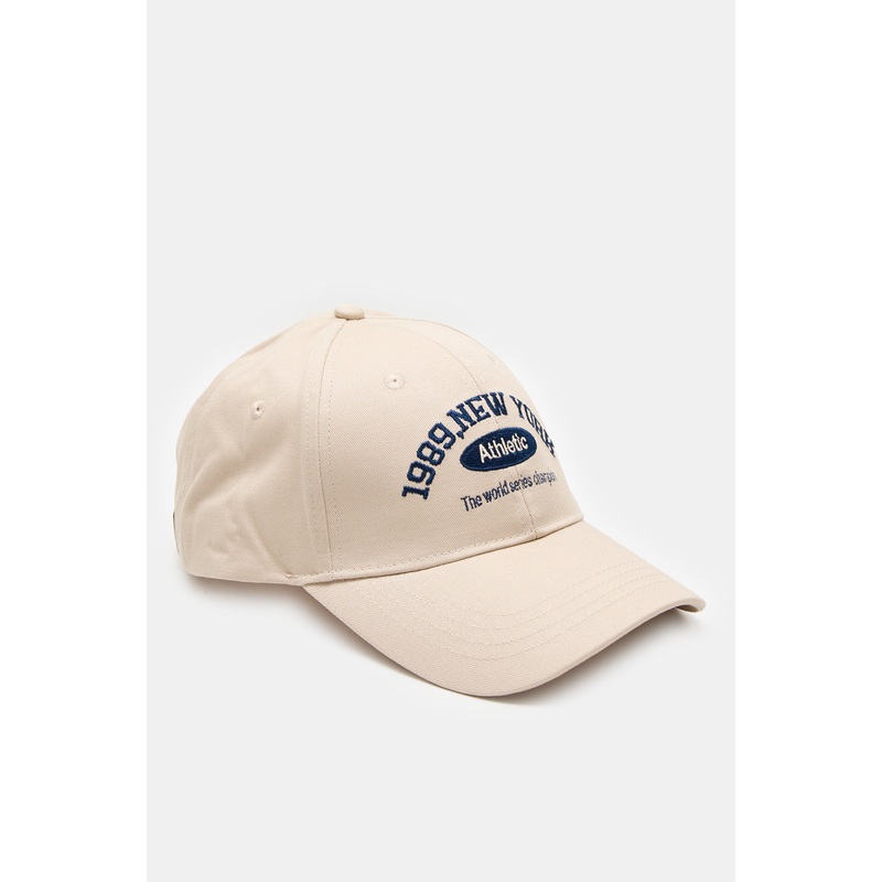 Men Beige Embroidered Cap