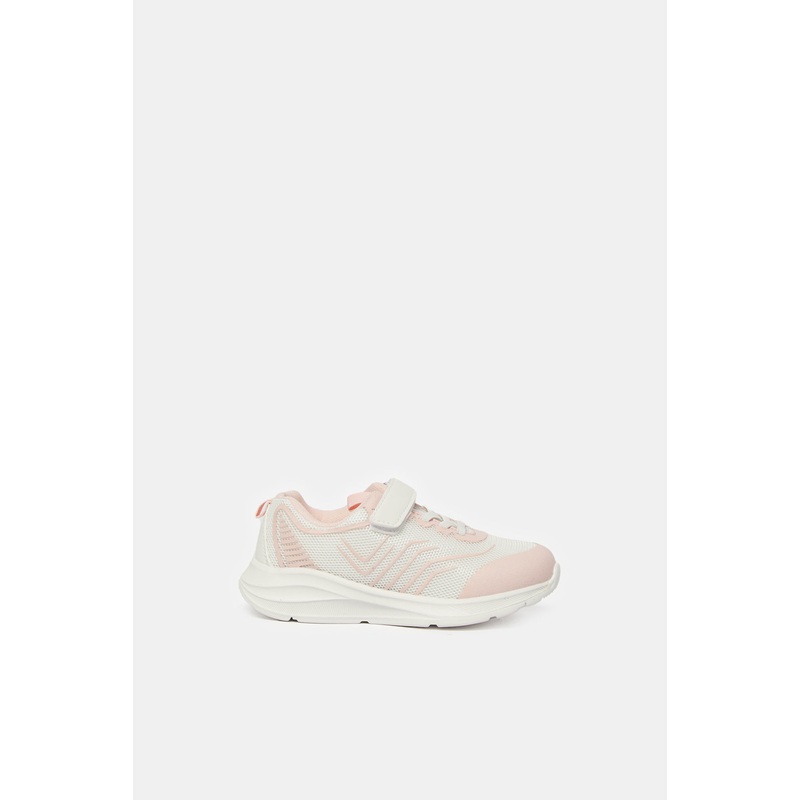 Senior Girls White And Pink Colour Block Trainer