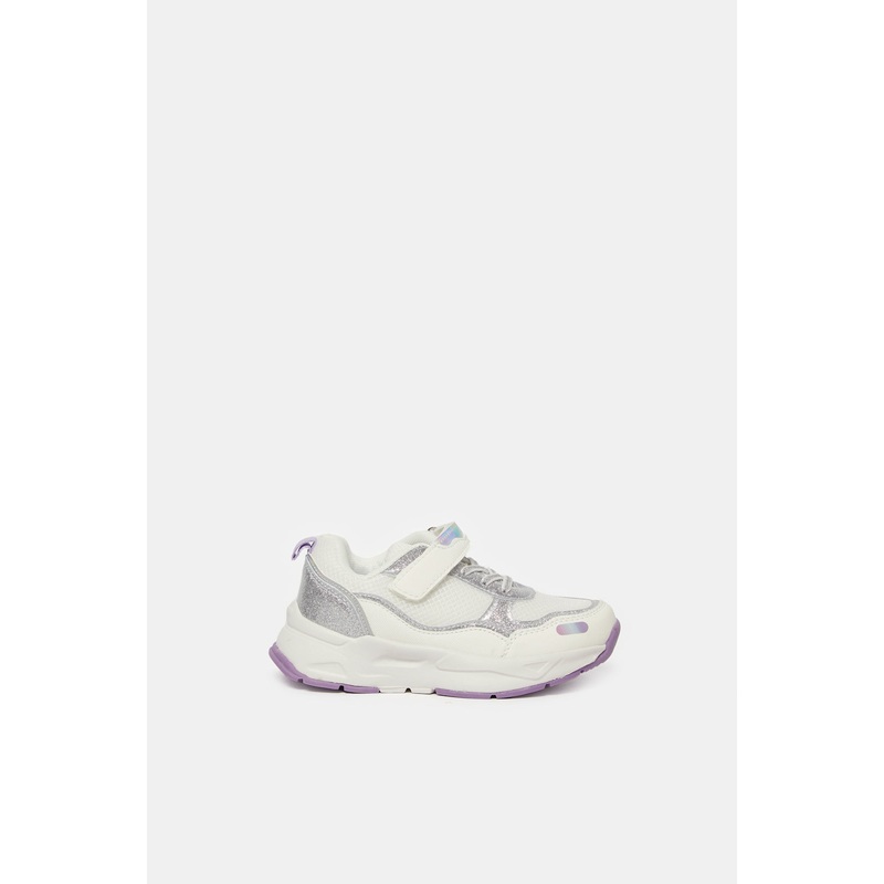Senior Girls White Colour Block Trainer