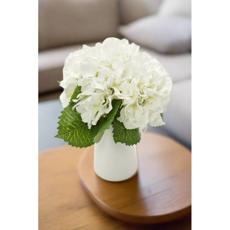 White Artificial Flower In Ceramic Pot