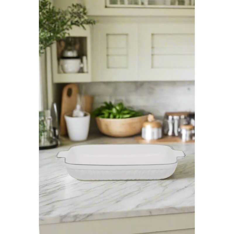 White Porcelain Textured Rectangle Dish