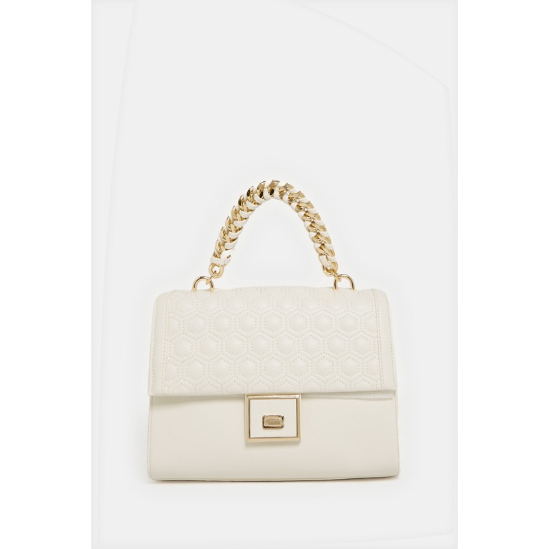 Women White Quilted Day Bag