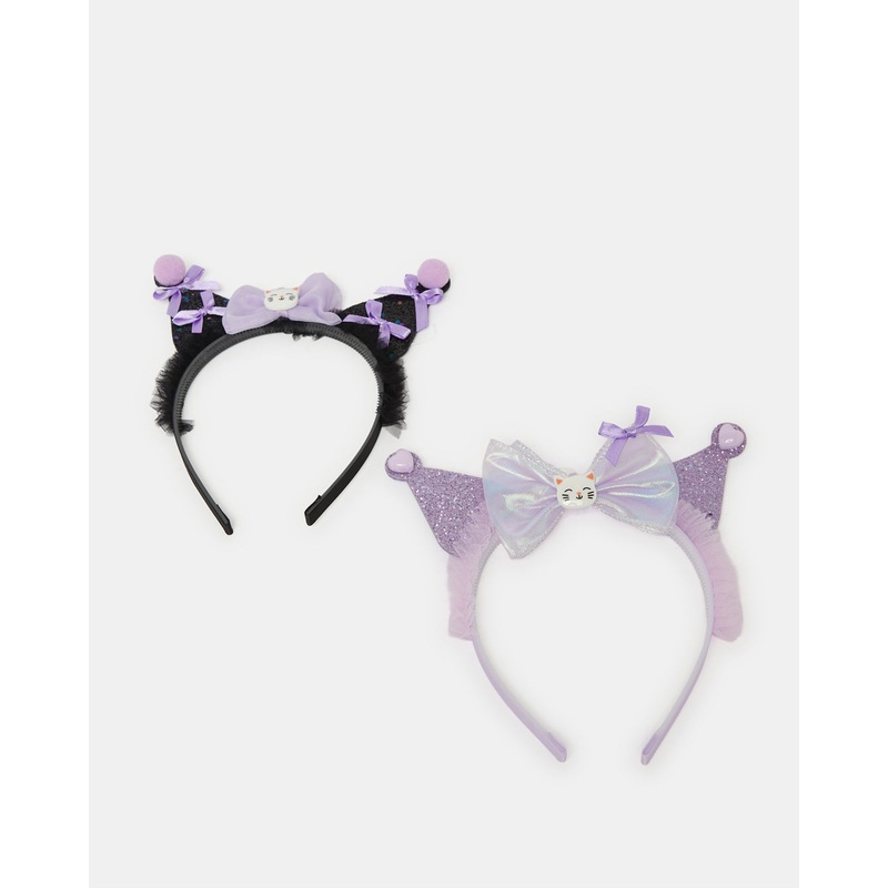 Girls Black And Lilac Embellished Headband (Pack of 2)