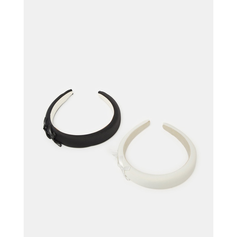 Girls Black And White Bow Headband Set (Pack of 2)