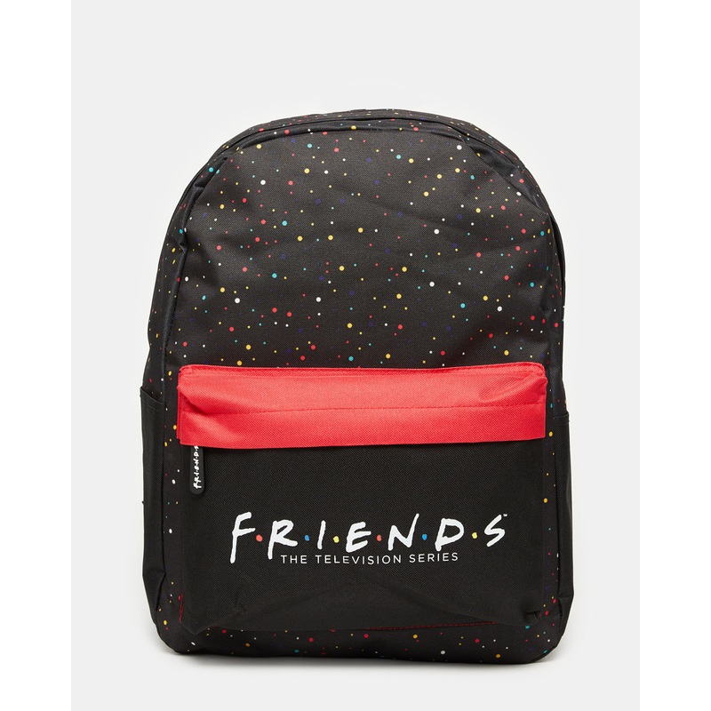 Girls Black Friends Print School Backpack (17 Inch)
