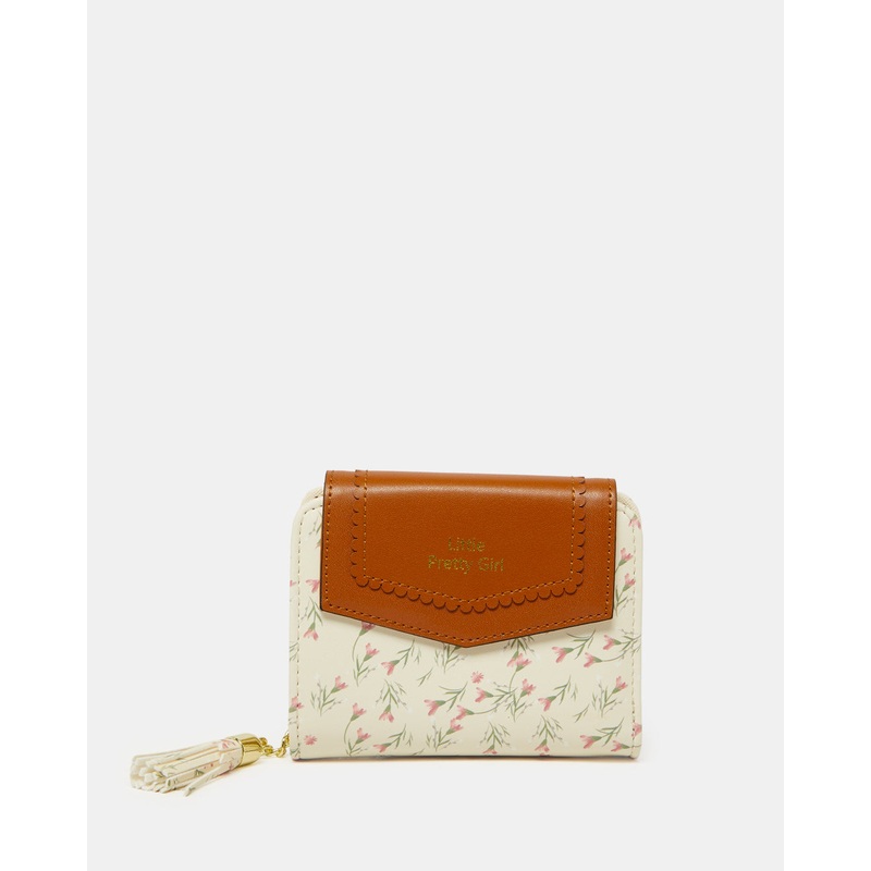 Girls Pink & Brown Floral Print Wallet