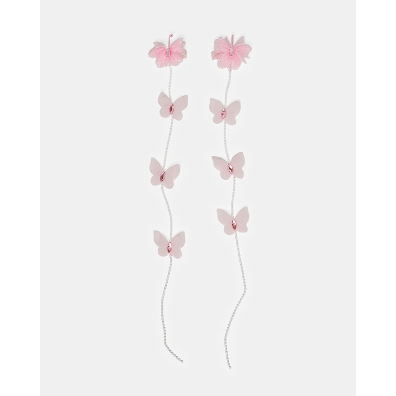 Girls Pink Butterfly Hair Clip Set (Pack of 2)