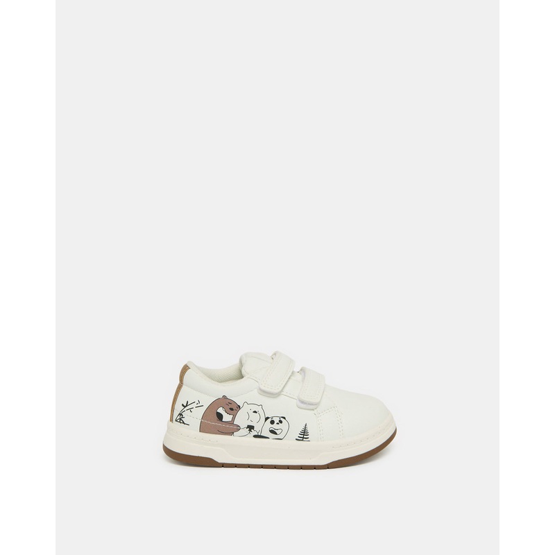 Infant Boys White Bear Print Sneakers