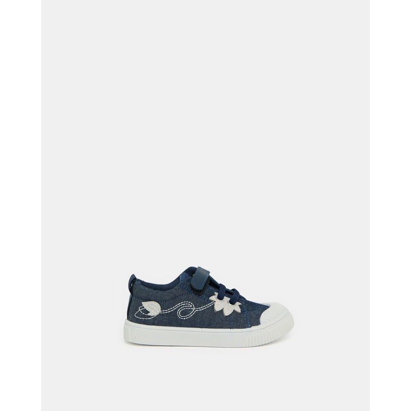 Infant Girls Navy Floral Patch Sneakers