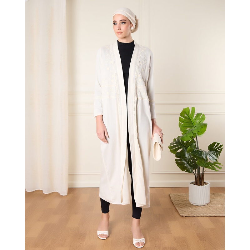Ivory Open Front Casual Jacket