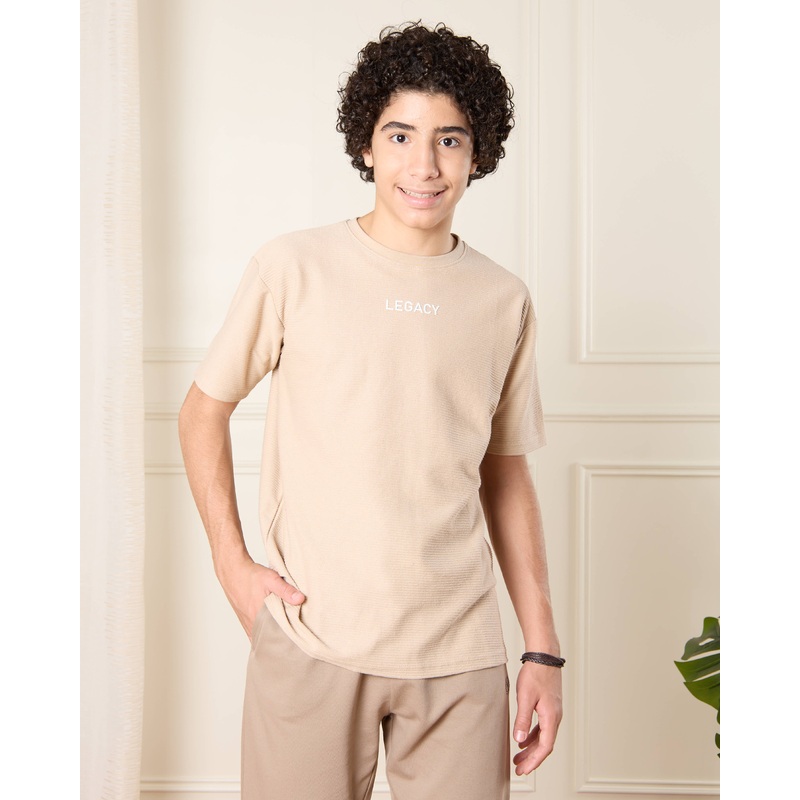 Senior Boys Beig Ottoman T-Shirt
