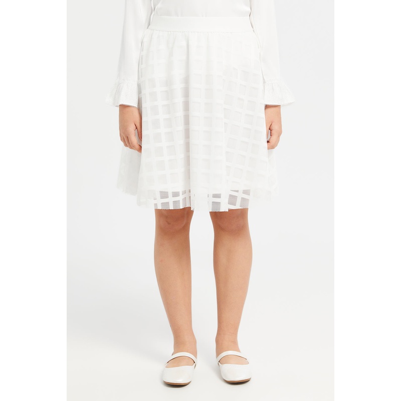 White Jacquard Skater Skirts|8-9 Yrs (S)|9-10 Yrs (M)|11-12 Yrs (L)|13-14 Yrs (XL)|15-16 Yrs (XXL)