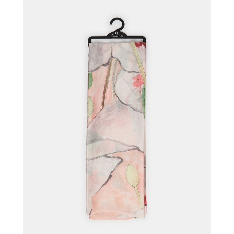 Women Pink Floral Print Scarf