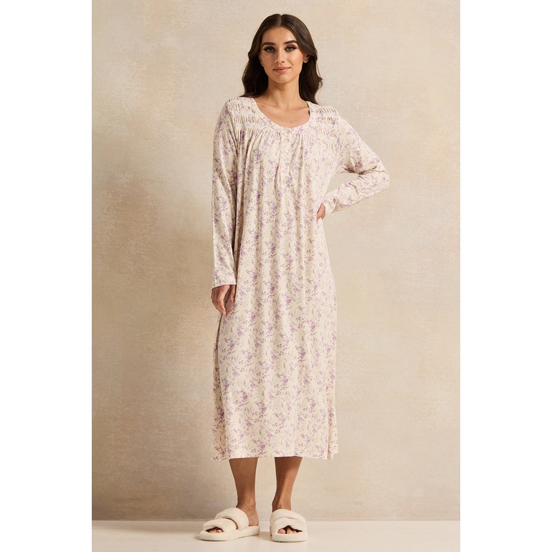 Women Pink Printed Printed Knitted Nightgown