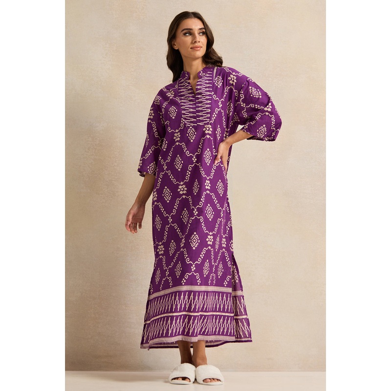 Women Purple Aztec Print Nightgown