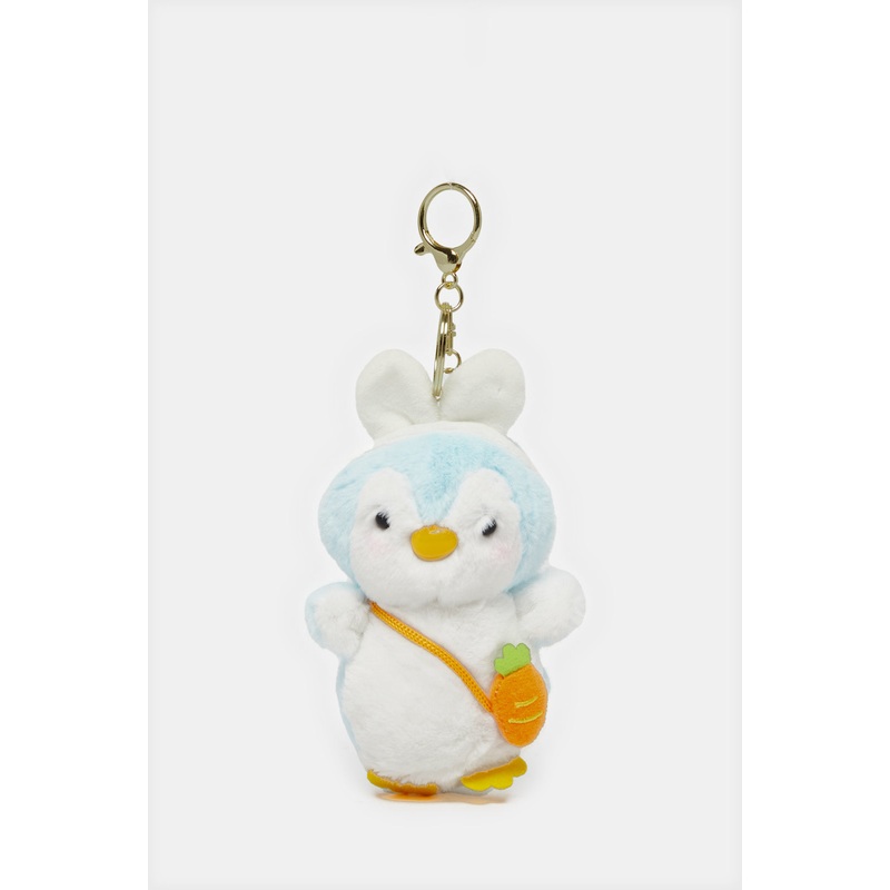 Women White And Blue Penguin Embellished Key Ring