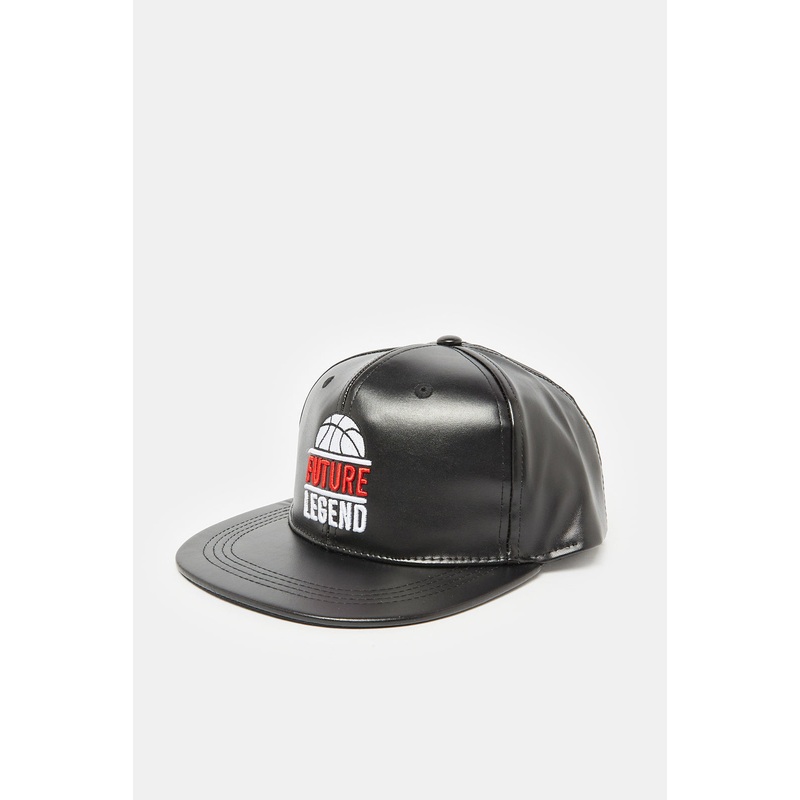 Boys Black Embellished Cap